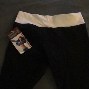 Body Language Sportswear. Workout pants. Blue with white waistband.